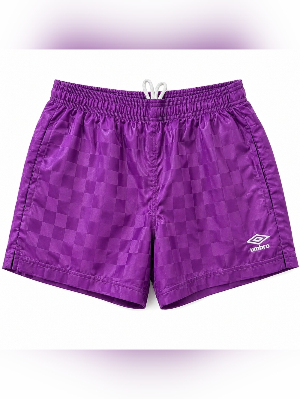 2/$25 Umbro Soccer Shorts Youth M 10-12 Purple Checkered Drawstring NWOT